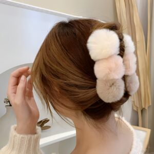 Women Winter Soft Plush Hair Claws Clip Cute Holder Barrettes