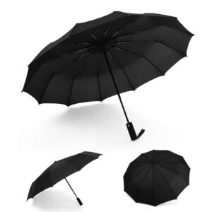 12 Ribs Automatic Umbrella Super Windproof...
