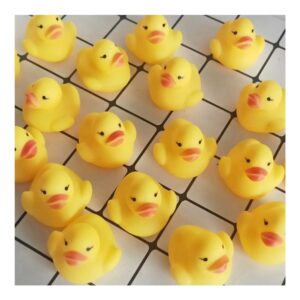 Bath Yellow Mini Duck Toy Bathroom Baby Playing Water Sound Rubber