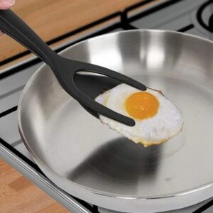2 In 1 Kitchen Spatula Turner Grip Flip Clamp Tongs for Egg French Toast Pancake Overturned Omelet