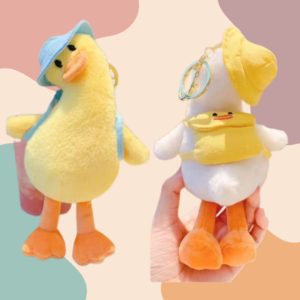 Cute Tilted Head duck Plush Doll Toy Keychain Pendant Bag