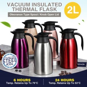 Stainless Steel (304) Thermal Thermos Flask Dispenser, Jug Double Walled Vacuum insulated 2L