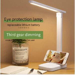 LED Light Dimmable Bedside Desk Table Lamp Adjustable Study/Work/Reading Light Eye Care Protection Shield USB Battery